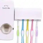 Automatic Toothpaste Dispenser, Press to Paste Toothpaste Squeezer and 5 Toothbrush Holders Bathroom Organizer