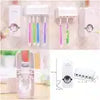 Automatic Toothpaste Dispenser, Press to Paste Toothpaste Squeezer and 5 Toothbrush Holders Bathroom Organizer